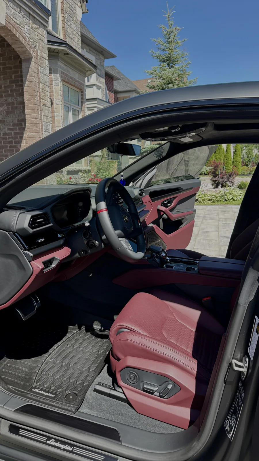 Detailed red leather Lamborghini Urus interior