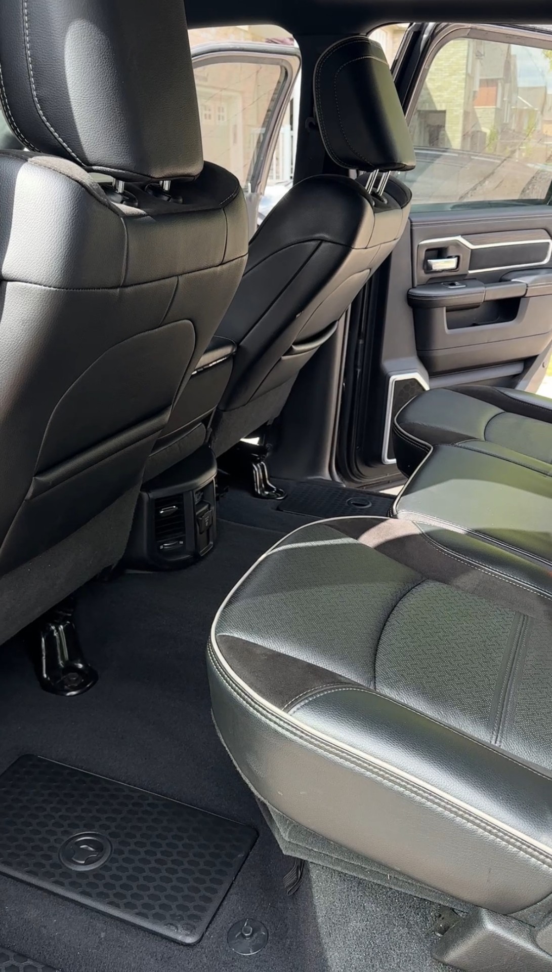 Ram truck black leather interior detailed